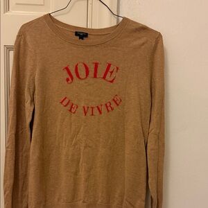 Talbots Camel Sweater with Bold Red Accents